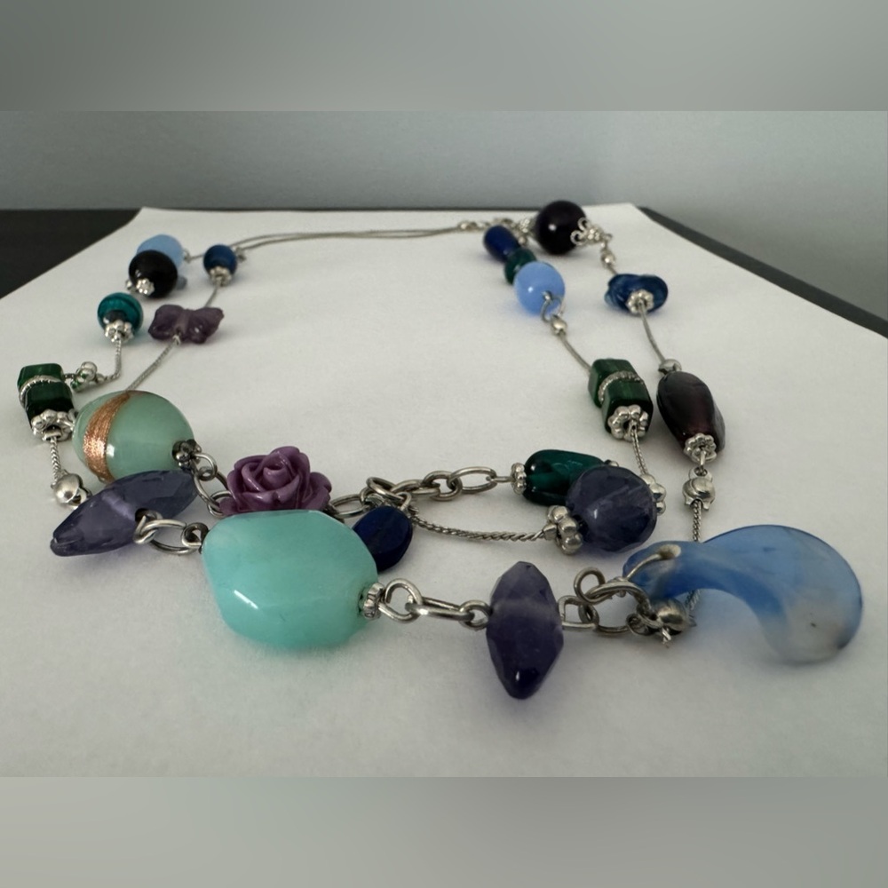 22" Lane Bryant glass bead silver tone necklace - Picture 6 of 11